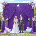 40ft x 12ft Purple Backdrop Curtains Wrinkle Free Backdrop Curtain for Wedding Parties Purple Fabric Backdrops Drapes Back Drop Cloth Bridal Shower Stage Curtains Wedding Decorations for Reception - Image 2