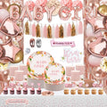 Guudmua 301Pcs Baby Shower Decorations For Girl, Girl Baby Shower Decorations Kits - Disposable Dinnerware Set With Pink Rose Gold Floral (50 Guest), "BABY girl" Banner, Balloon, Sash, Cake Topper by Guudmua