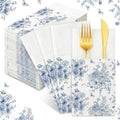 Potchen 100 Pcs Linen Feel Napkins Disposable, Something Blue Floral by Potchen