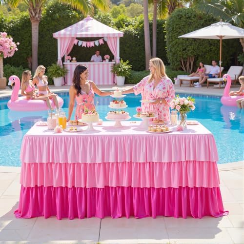 Pink Tablecloths for 6 Foot Rectangle Tables, 6ft Pastel Gradient Pink - Image 5