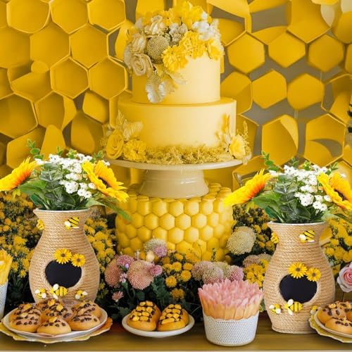 Yungyan Honeybee Vase Decor Bee Hive Vase Wrap with Jute Rope, 2 Pcs - Image 5