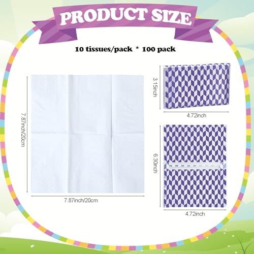 PerKoop 100 Pack Pocket Tissues Travel Slim Packs Small Facial Tissues Wallet Size Toilet Paper for Travel Guest Wedding Supplies, 4 Styles (Irregular Style) - Image 2
