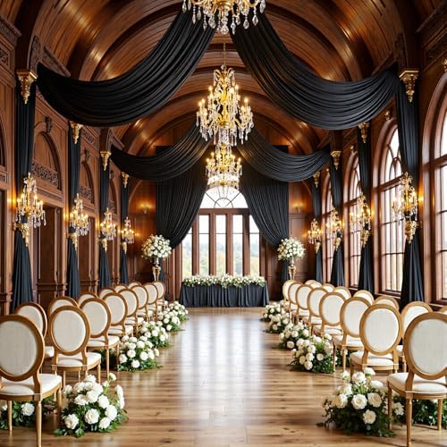 20ft x 15ft Black Backdrop Curtains for Wedding Parties, 4 Panels Wrinkle Free Fabric Drapes Photo Backdrop for Baby Shower Birthday Stage Reception Lobby Decoration - Image 5