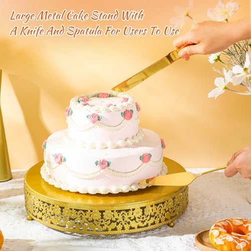 Wenqik 14 Inch Gold Cake Stand Set Metal Round cake Dessert Stand,Wedding - Image 5