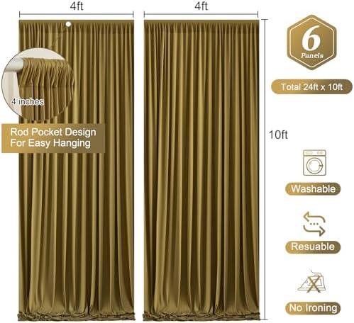Brown Backdrop Curtains-Wrinkle-Free Polyester Photography Drapes Party Curtain Background for Baby Shower Wedding Decorations- 24 X10FT (Brown) - Image 2