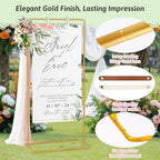 Meiqi Gold Adjustable Wedding Welcome Sign Stand with 4 Leather Hanging Straps, Ground Stakes & Weight Bag - Large Easel for Wedding Signs, Posters, Banners - Perfect for Outdoor Events, Baby Showers - Image 4