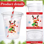 Sliner 50 Sets Christmas Disposable Plastic Cups 16oz - Image 4