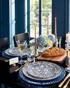 Hioasis Blue Plastic Plates, Blue Floral & Gold Rim, 60 Pcs for 30 Guests - Image 6
