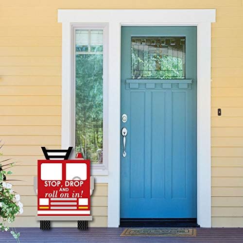 Big Dot of Happiness Fired Up Fire Truck - Firefighter Firetruck Baby Shower, Birthday Party Welcome Yard Sign - Red, 17 inches by 23 inches - Image 4