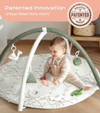 Little Dove Tummy Time Mat with 6 Toys, Macrame Baby Play Mat for Newborn, Baby Gym with 12 Milestone Cards, Stage-Based Sensory and Motor Skill Development Baby Play Gym, Non Slip Mat Washable, Green - Image 2