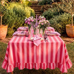 Tudomro Striped Tablecloth, Rectangle, Red, Pink, 84'' X 60'' - Image 6