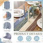 8 Pcs Sage Green Dusty Blue Brown Cheesecloth Table Runner 118" - Image 4