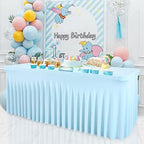 Besutolife 6ft Baby Blue Tablecloth Rectangle Stretch Table Skirt One-Piece Wrinkle-Resistant Ruffles Design for Under The Sea Party Frozen Decorations Birthday - Image 2