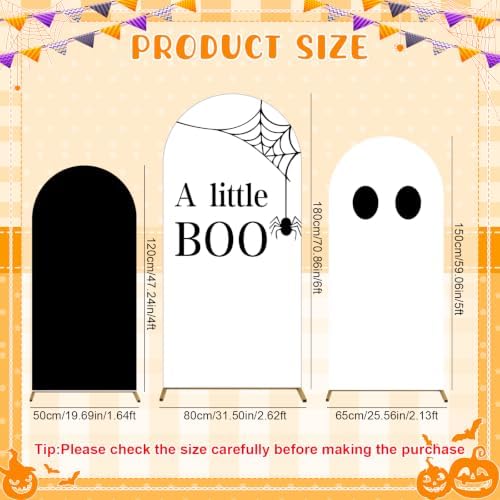 3 Pcs Halloween A Little Boo is Almost Due Arch Backdrop with 4FT 5FT 6FT - Image 2