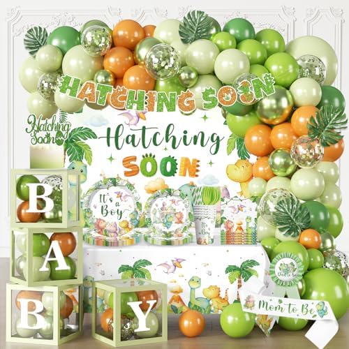 Cocomigo Dinosaur Baby Shower Decorations, All-in-One Set for 25 Guests by cocomigoPartyHome
