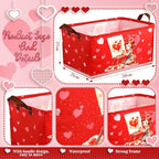 CHENGU 6 Pack Valentine's Day Storage Basket Vintage Valentine's Day Basket for Gift Collapsible Red Heart Holiday Decor Retro Large Bin Foldable Waterproof Box with Handle for Bedroom Laundry Nursery - Image 3