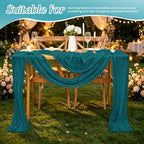 20 Pack Teal Table Runner 17 x 108inch Cheesecloth Table Runner Rustic Boho Gauze Sheer Fabric Cheese Cloth Table Runners for Wedding Party Bridal Baby Shower Birthday Spring Table Decor - Image 4