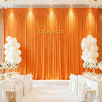 20x10ft Orange Backdrop Curtain Panels for Parties - Wrinkle Free Polyester Photo Curtain Backdrop Wedding Back Drop Fabric Drapes for Party Decorations Background for Photography - Image 3