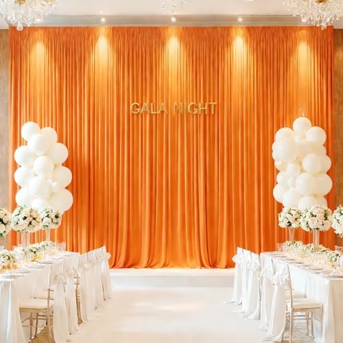 20x10ft Orange Backdrop Curtain Panels for Parties - Wrinkle Free Polyester Photo Curtain Backdrop Wedding Back Drop Fabric Drapes for Party Decorations Background for Photography - Image 3