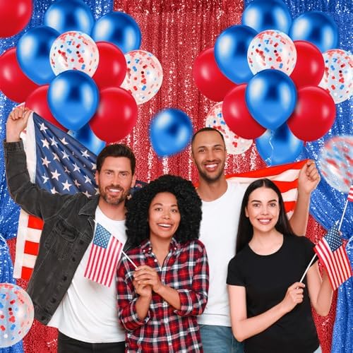 SmoothNovelty 137 Pcs Red White Blue Balloons Arch Kit Backdrop Red Blue - Image 6