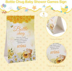Aneco 12 Set Bottle Chug Baby Shower Games, Plastic Juegos Para Baby Shower Bottle, Gender Reveal Race Decoration with Bottles Bibs Sign Diapers Caps Blindfolds for Adult Party Supplies, Light Yellow - Image 6