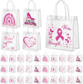 Canchiing 30 Pcs Breast Cancer Awareness Clear Gift Bags with Handles Reusable Pink Ribbon Treat Bags PVC Gift Wrap Totes for Breast Cancer Survivor Party Favor Items Accessories, 7.9 x 7.9 x 3.1 by Unknown