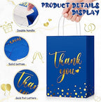 PerKoop 60 Pack Thank You Paper Gift Bags, Classic, Royal Blue - Image 3