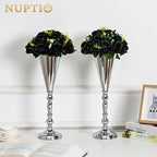 NUPTIO Black Artificial Flowers, Fake Rose Bouquet Arrangement, 6 Pcs - Image 2