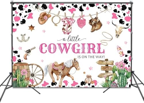 Cowgirl Baby Shower Backdrop 10x7ft Western Wild West Baby Shower Party Decorations Background A Little Cowgirl is On The Way Banner Photo Booth Props - Image 2