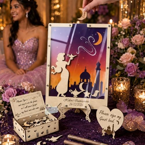 Quinceanera Guest Book Alternative Drop Box Frame, Arabian Nights Sweet 16 - Image 3