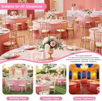 12 Pack Pink Table Cloths for 5FT Round Tables, Fitted Spandex 120 inch Round Tablecloth, Wrinkle Free Pink Table Skirt for Receptions Birthday Photography Social Events Engagement Party Decorations - Image 4