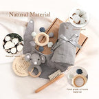 YOUUYS Baby Gift Set for Newborn - Baby Essential Bath Basket Gift Set with Baby Blanket Baby Rattle Teether Toy & Hair Brush Newborn Shower Gift for Baby Girls Boys 6PCS (Elephant) - Image 2