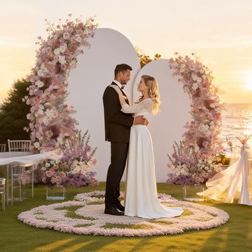 SuuWoee Wedding Arch Backdrop Stand Set of 2 With White Cover (6FT+5FT) - Image 3