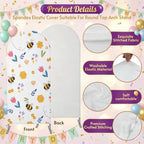 Arch Backdrop Cover for Wedding Spring Flowers Cute Bees 7.2FT Stretch Spandex Party Arch Cover, Fabric Backdrop Banner for Baby Shower, Birthday, Bridal Shower Decor Pink Tulips Honeycombs White - Image 6