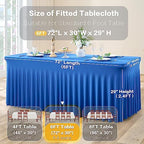 2 Pack Royal Blue Spandex Table Clothes for 6 Foot Rectangle Tables, Wrinkle Free Fitted Table Cover 6ft Stretchy Tablecloths with Skirt for Parties Weddings Birthday Banquet Baby Shower - Image 6