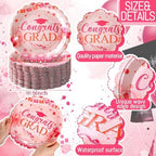 Havawish 100 Pcs Pink Orange Class of 2026 Graduation Party Plates Decorations Pink Orange Paper Plates Disposable Graduation Party Tableware Set for 2026 High School College Congrats Grad Decorations - Image 3