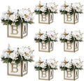 Baby Shower Centerpieces - Set of 8 White & Gold Wooden Baby Blocks by SEKNHOP