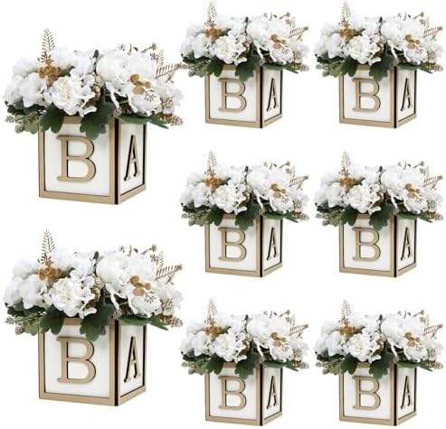 12 Bundles Peonies Artificial Flowers & Pack of 8 Baby Shower Centerpieces for Tables - Image 4