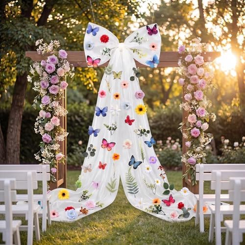 Norme 79 x 20 Inch Giant Organza Bow Decoration, Extra Large Tulle Bow - Image 5