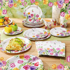 Hsei 250 Pcs Tulip Floral Disposable Paper Plates Napkins Cups Set - Image 3