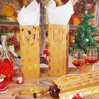 Harloon 32 Pack Wine Bottle Gift Bags with Handles 4 Designs,Kraft Color - Image 4