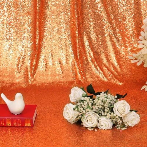 Eternal Beauty Orange Sequin Backdrop Curtains, 4 Panels 2x8FT - Image 4