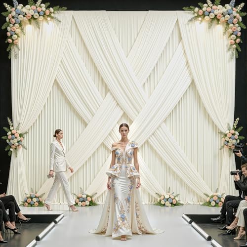 24x10FT Cream White Backdrop Curtains for Wedding Parties, Wrinkle Free Polyester Photography Backdrop Drapes for Baby Shower Birthday Parties Stage Background Stand Decorations 4x10ft,6 Panels - Image 6