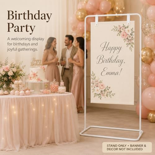 Wedding Welcome Sign Stand, 31.5 x 68.9 in White Metal Easel Stand - Image 5