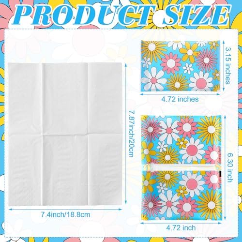 PerKoop 100 Pack Pocket Tissues Travel Slim Packs Small Facial Tissues Wallet Size Toilet Paper for Travel Guest Wedding Supplies, 4 Styles(Daisy) - Image 2