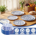LIYH 60Pcs Blue White Floral Plastic Plates Dinnerware Set for Wedding - Image 3
