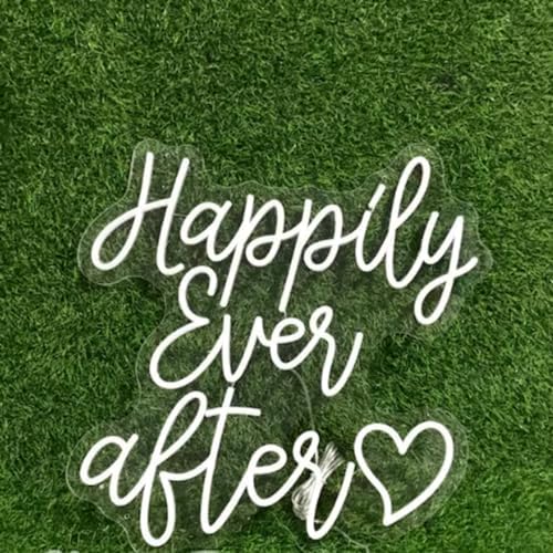 Happily Ever After Neon Sign,Custom Wedding Neon Sign, Wedding Backdrop Neon Light Wedding Gifts Party Welcome Signs,Valentine Day GiftSize:18x17inches - Image 4