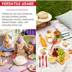 Kochorie 300 Pieces Christmas Plastic Silverware Heavy Duty Plastic Cutlery Set Heavyweight Disposable Flatware Includes Christmas Spoons Knives Forks for Christmas New Year Party - Image 6