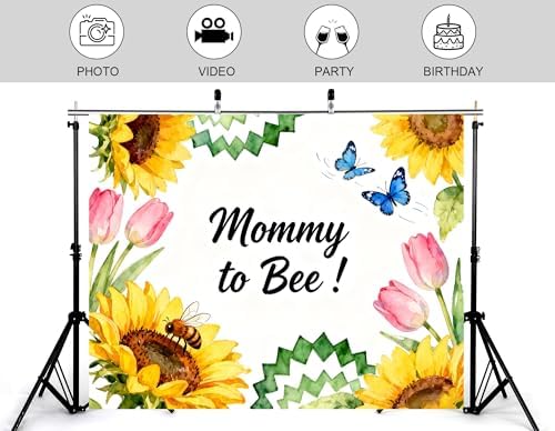 12x8ft Mommy to Bee Backdrop Floral Honeycomb Baby Shower Party Wildflower Bouquet Gender Reveal Sweet as Can Photography Background Party Banner Decorations Photo Studio Props - Image 4