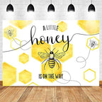 Mocsicka Bumble Bee Baby Shower Backdrop Honey Bee Baby Shower Party Decorations Honeycomb Baby Shower Background Photo Booth Props (8x6ft) - Image 3